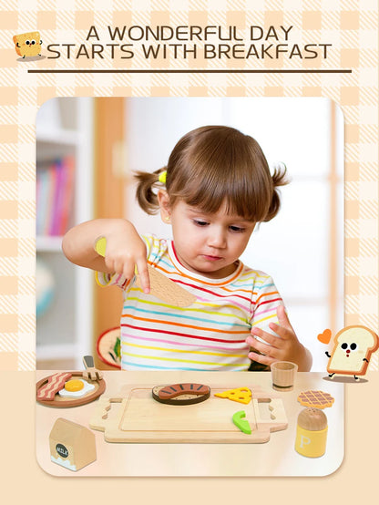 Wooden Kitchen Pretend Play Set Montessori Simulation Plates