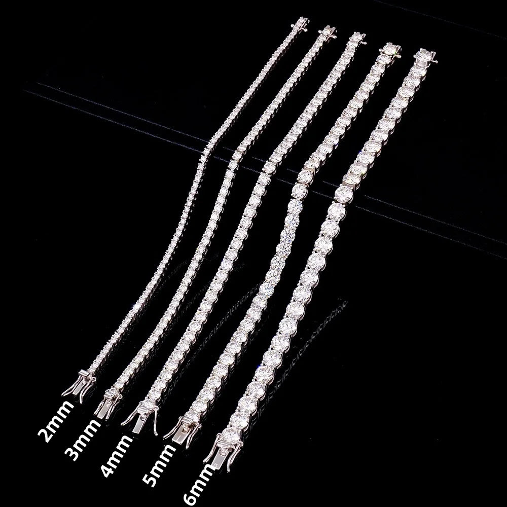 100% Real Moissanite Tennis Bracelet 925 Sterling Silver Plated