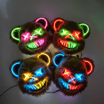 LED Bloody Rabbit Mask Glowing Killer Black Bear Mask Halloween