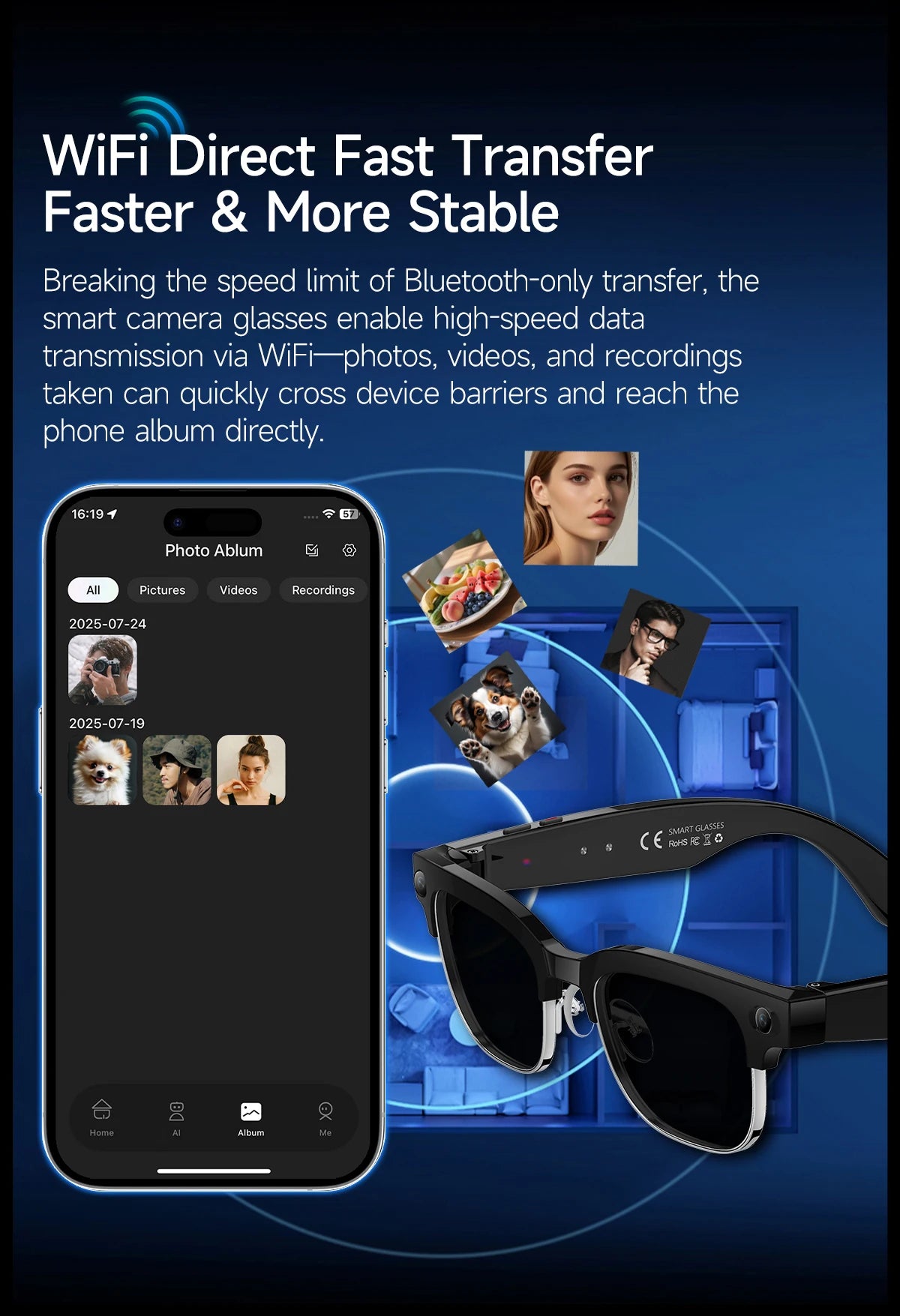 New Men Smart AI Glasses 4K HD 800MP Camera Chat GPT