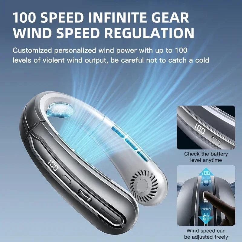 8000mAh USB Hanging Neck Fan Portable Bladeless
