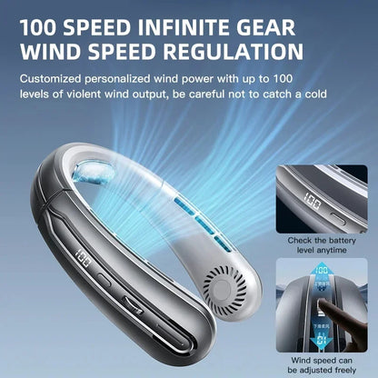 8000mAh USB Hanging Neck Fan Portable Bladeless
