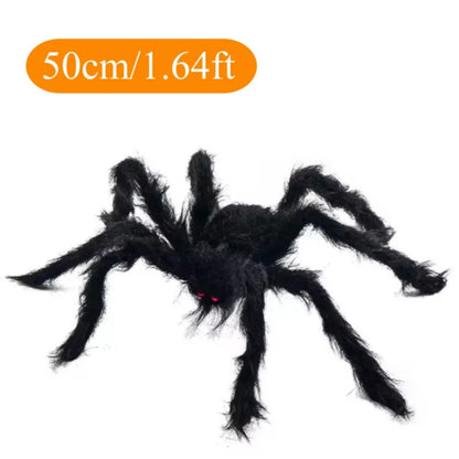 Halloween Plush Spider, 30-200cm Outdoor Giant Spider Decor Chamber Prank Black Spider