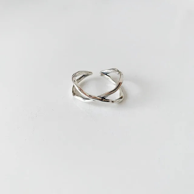 VENTFILLE 925 Sterling Silver Finger Rings Hollow Chain