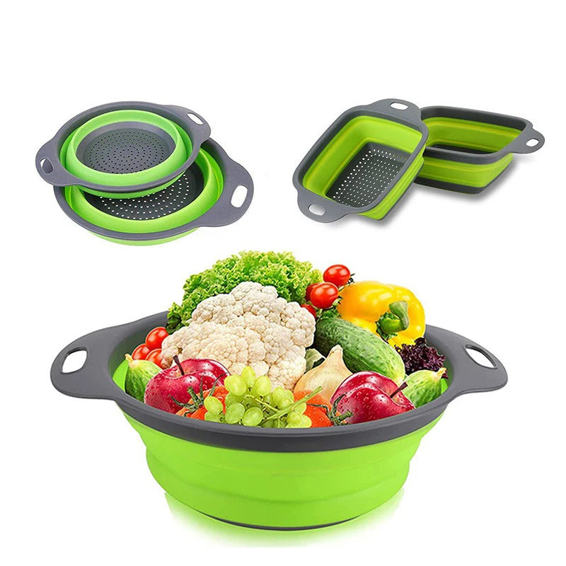 Silicone Folding Drainer Basket Portable Kitchen Strainer