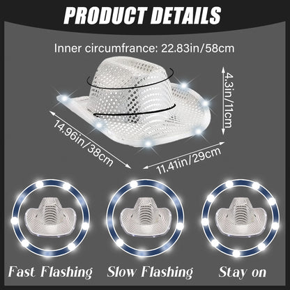 LED Cowboy Hats Bulk for Wedding Lighting up Party Hats