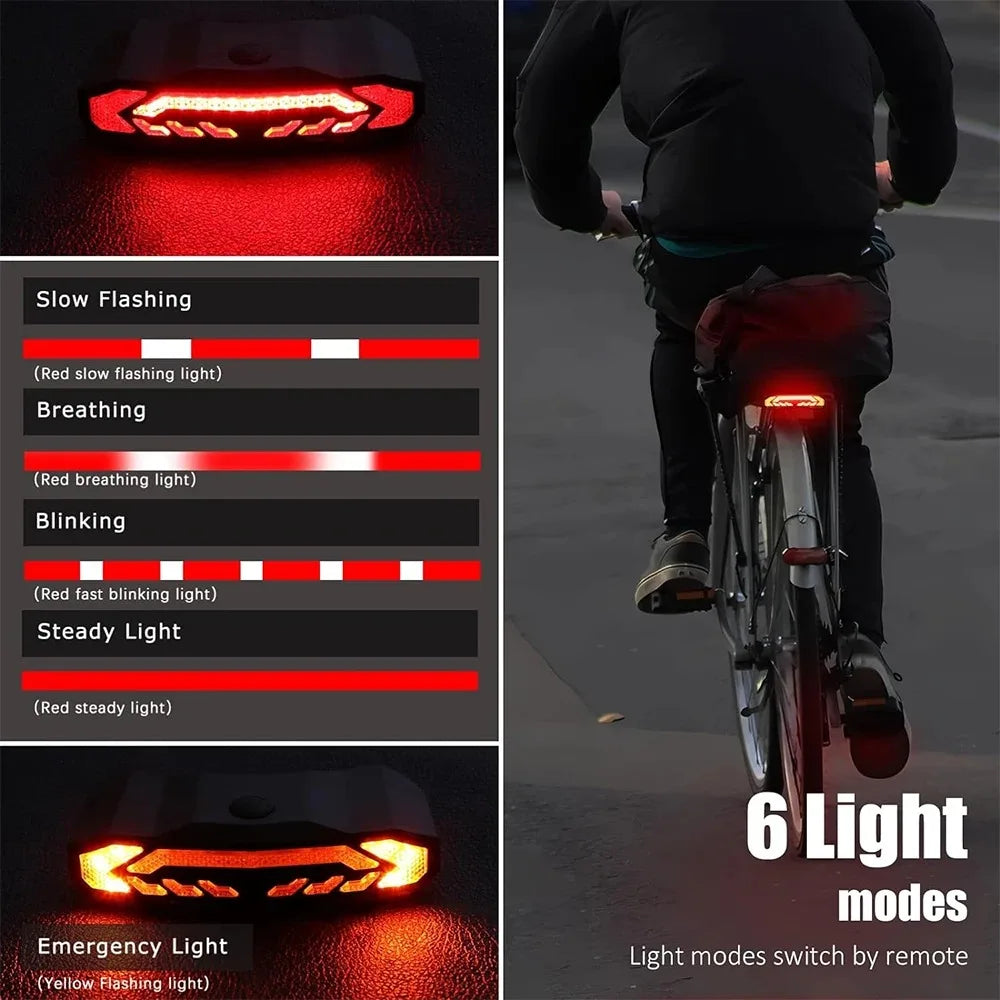 Wireless Bicycle Alarm Rear Tail Light With Turn Signal IP65