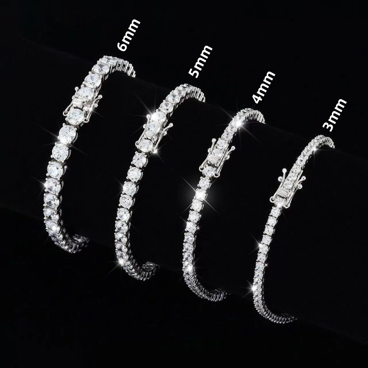 100% Real Moissanite Tennis Bracelet 925 Sterling Silver Plated
