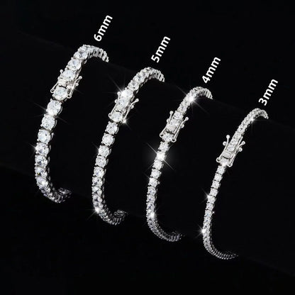 100% Real Moissanite Tennis Bracelet 925 Sterling Silver Plated