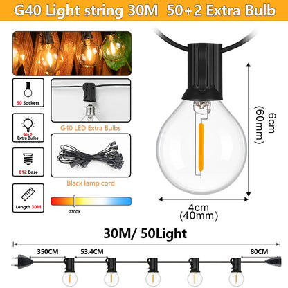Garland String Lights LED Outdoor Patio String Lights