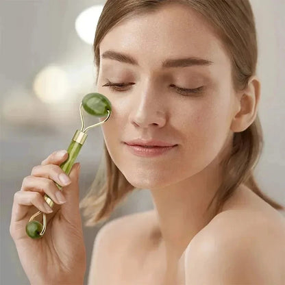 Rose Quartz Natural Jade Roller Massager Guasha Set