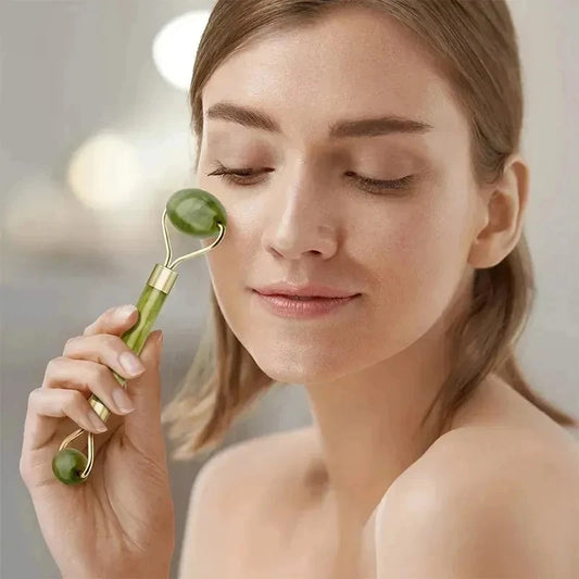 Rose Quartz Natural Jade Roller Massager Guasha Set