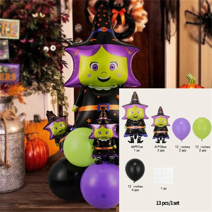 12/13pcs Happy Halloween Balloon Set With Black Orange Latex Globos Ghost Bat Pumpkin