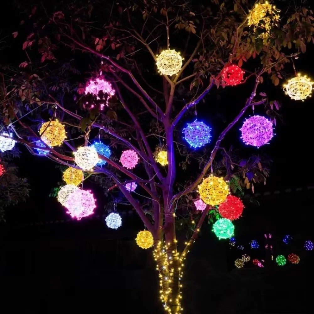 New 20/28CM Festoon Rattan Ball Light Rattan Ball