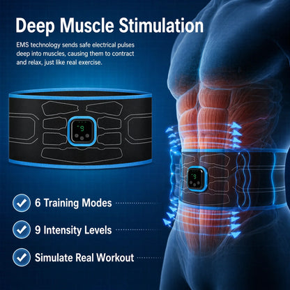 Smart EMS Abdominal Muscle Trainer Belt No Gel Needed