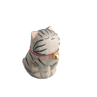 Cute Cat Animals Figurine Decorative Wooden Ornament