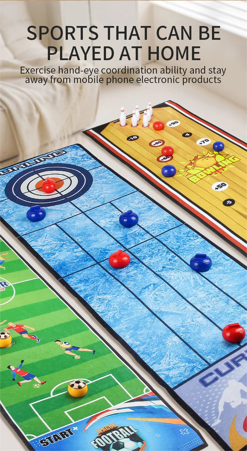 Interactive Bowling and Curling Mat Game Fun Football-Inspired