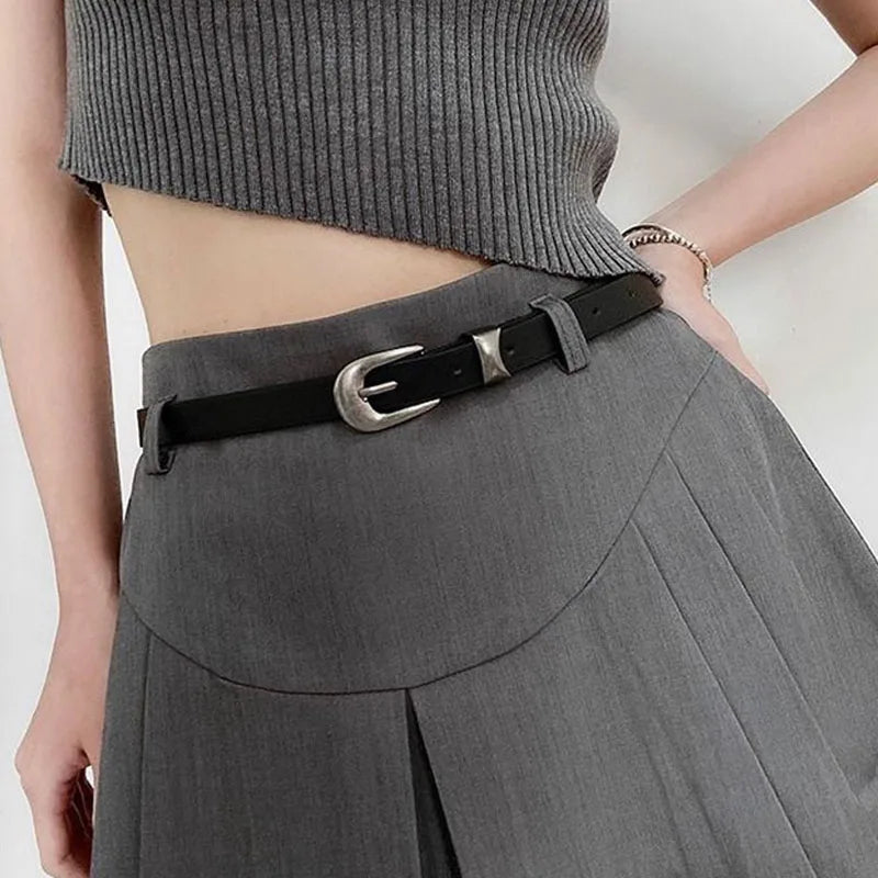 Retro High-end Black y2k belt Ins Buckle bb belt