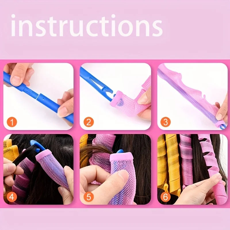 Magic Hair Curlers Spiral Rod Set Heatless Curling Rods
