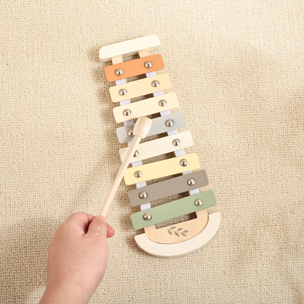 Montessori Wooden Toy Multicolor Xylophone Bell Beads