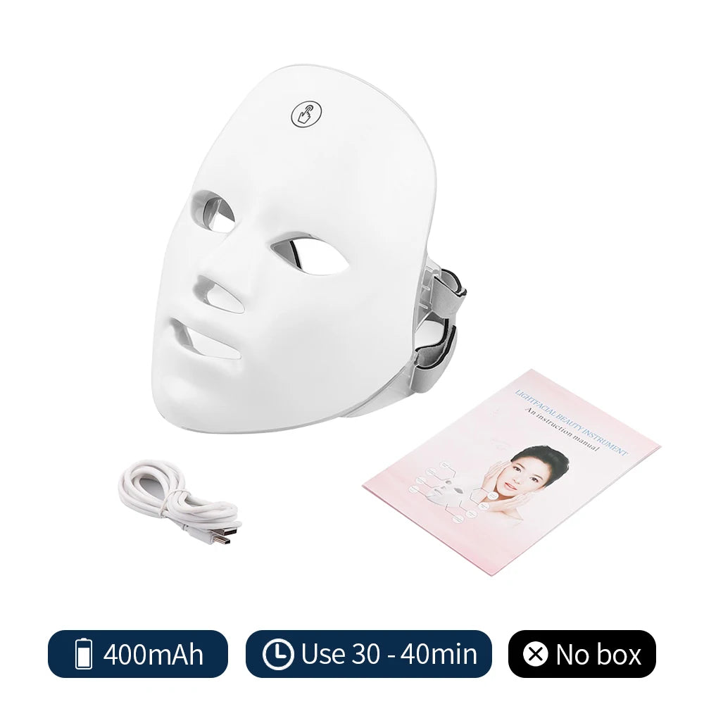 Rechargeable Facial LED Mask 7 Colors LED Photon Beauty Mask
