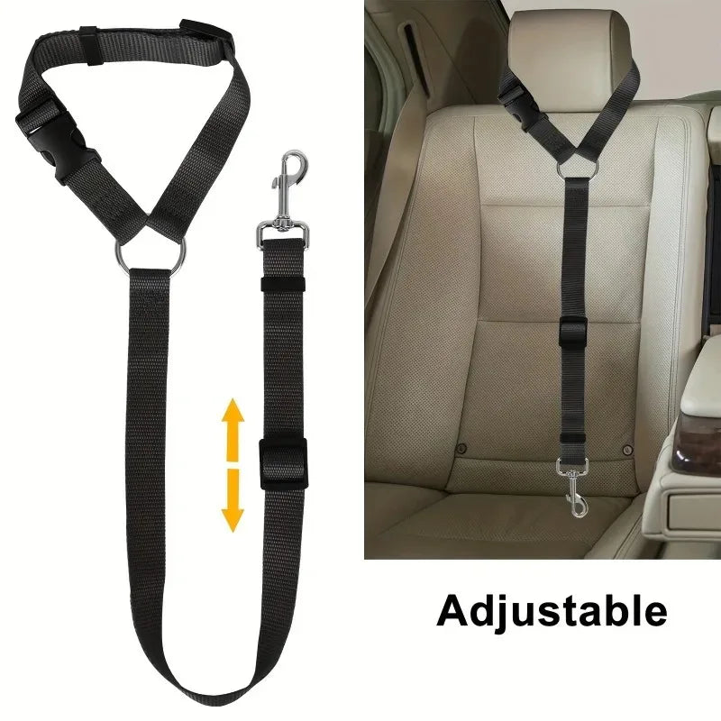 2-in-1 Nylon Pet Car Seat Belt Adjustable Safety Leash