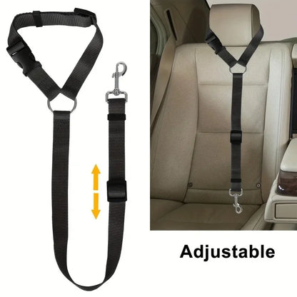 2-in-1 Nylon Pet Car Seat Belt Adjustable Safety Leash