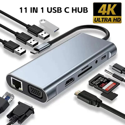 USB C Hub 8In1 7in2 7in1 Type C 3.1 To 4K HDMI Adapter