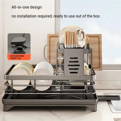 Stainless Steel Dish Drying Rack Adjustable Kitchen Plates