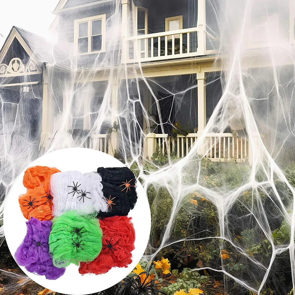 Halloween Decoration Spider Web,Artificial Cobweb,Stretchy Cobweb With Spider