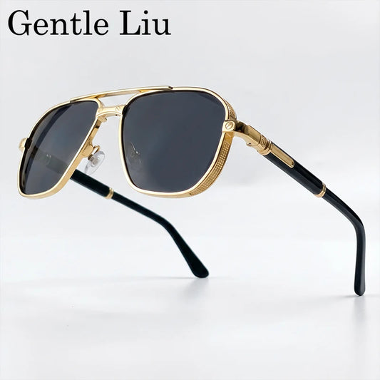 Square Punk Metal Frame Sunglasses Men Luxury Designer