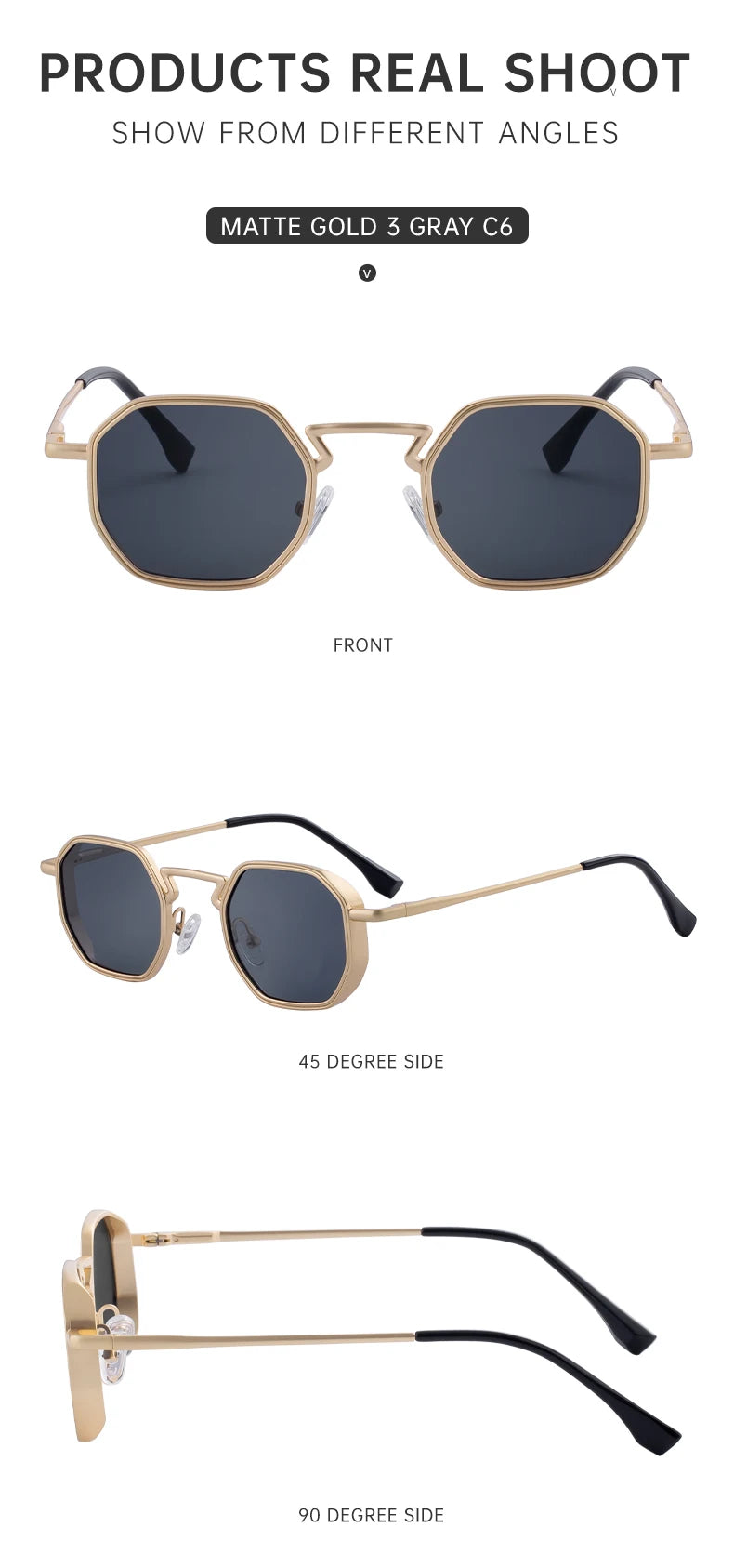 Small Frame Hexason Steampunk Sunglasses Men