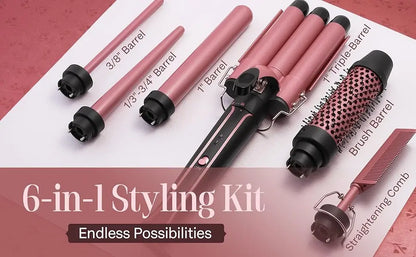 6-in-1 Hair Curler with 3 Barrel Hair Crimper