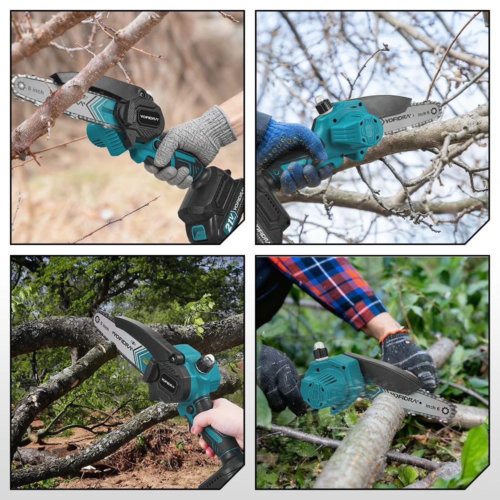 6 Inch 30000RPM Electric Chainsaw Handheld Garden
