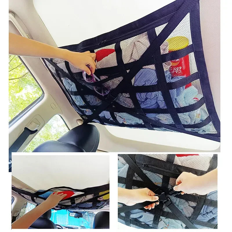 Car Ceiling Storage Net Pocket Auto Stowing Tidying
