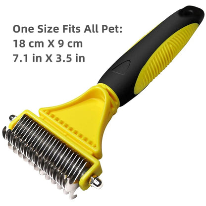 Pets Stainless Steel Grooming Brush Two-Sided Shedding and Dematting Undercoat