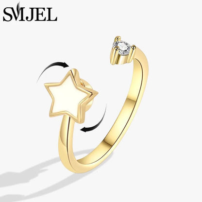 Luxury Crystal Anxiety Relief Spinning Fidget Rings for Women