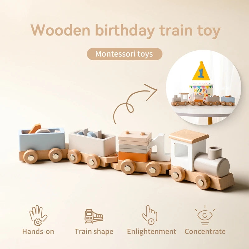 Wooden Birthday Train Toy Simulated Train Toy Model