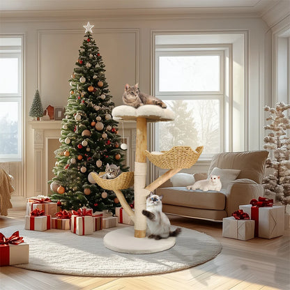 Modern Cat Furniture Climbing Tree Solid Wood