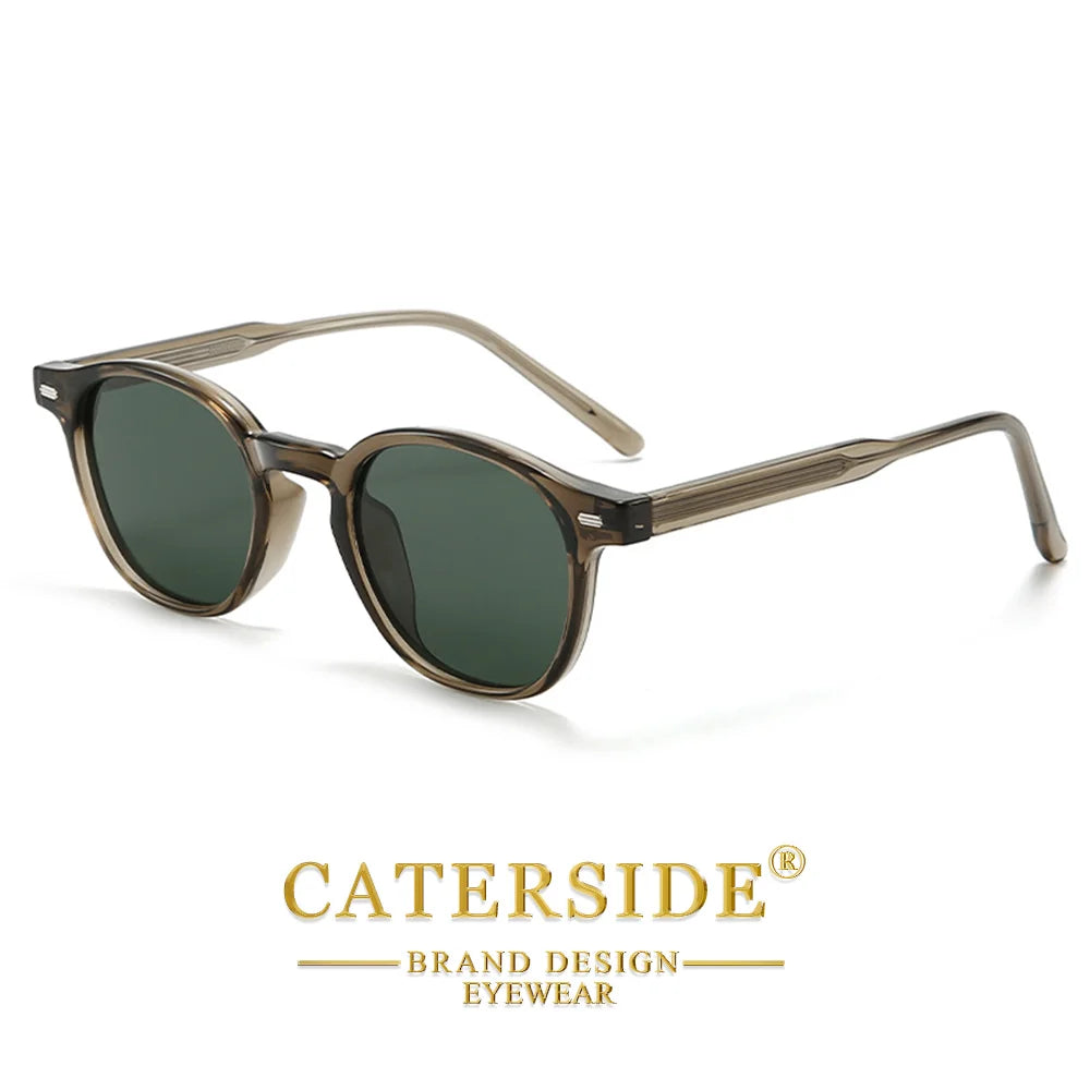 Caterside Polarized Round Sunglasses Men TR Frame