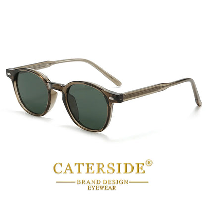 Caterside Polarized Round Sunglasses Men TR Frame