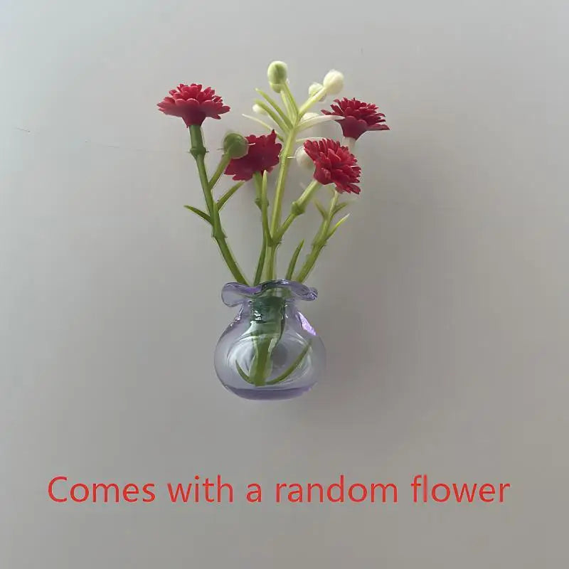 Magnetic Glass Vase Set - Mini Plant Pot Magnets for Refrigerator