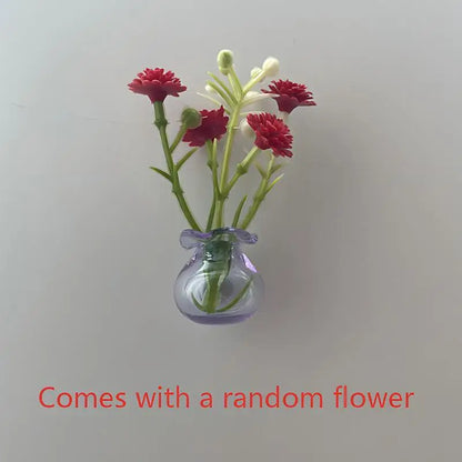 Magnetic Glass Vase Set - Mini Plant Pot Magnets for Refrigerator