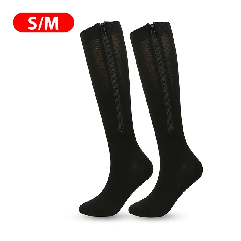 1 Pair Zipper Compression Socks Women Men Pain Relief