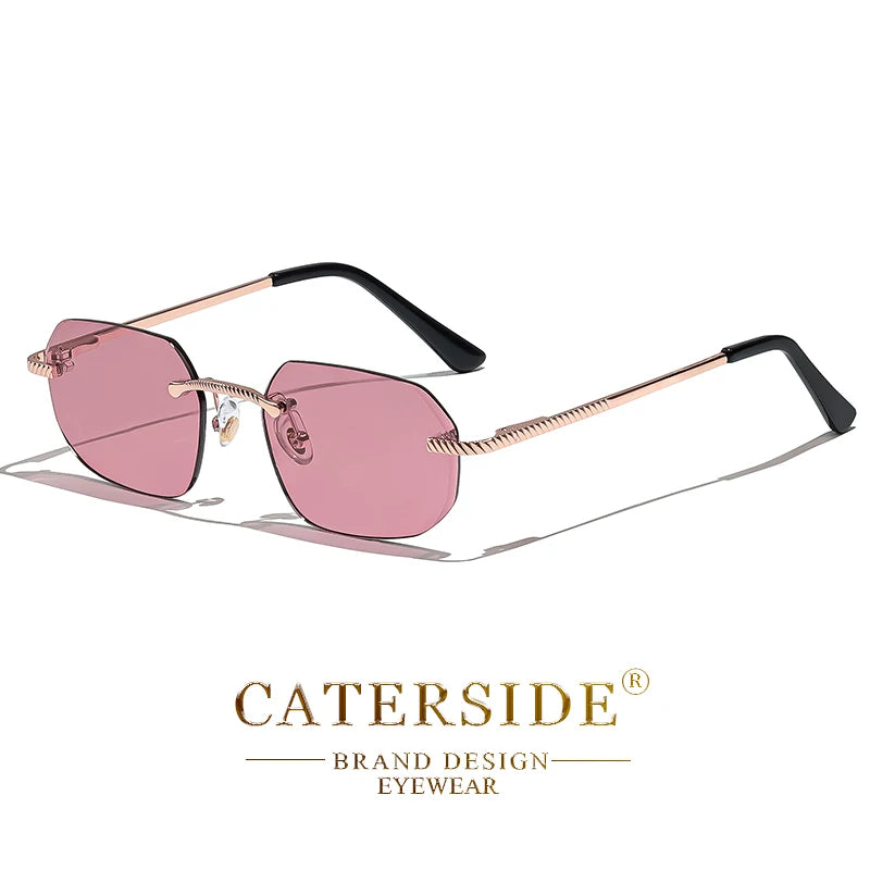 New Retro Rimless Sunglasses Men's Polygon Brand Designer