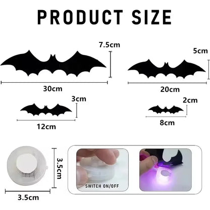 Halloween LED Night Light 3D Stereoscopic Bat Wall Decal