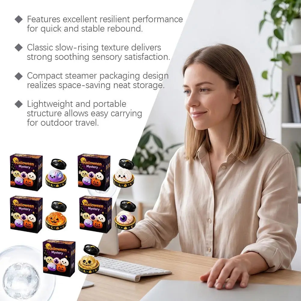 Soft Squishy Dumpling Toy With Halloween Theme Box