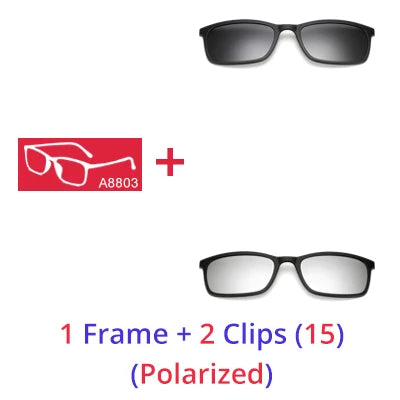 5 In 1 Magnetic Clip On Glasses TR90 Optical Eyeglass