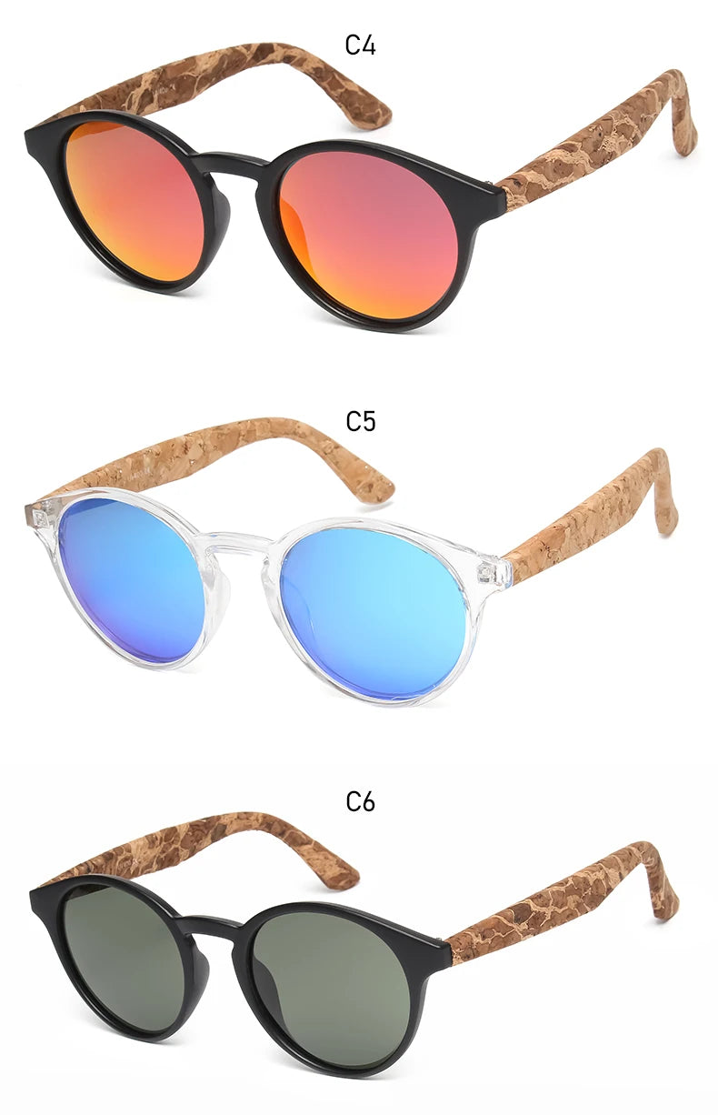 Kenbo Fashion Wood Grain Round Polarized Sunglasses