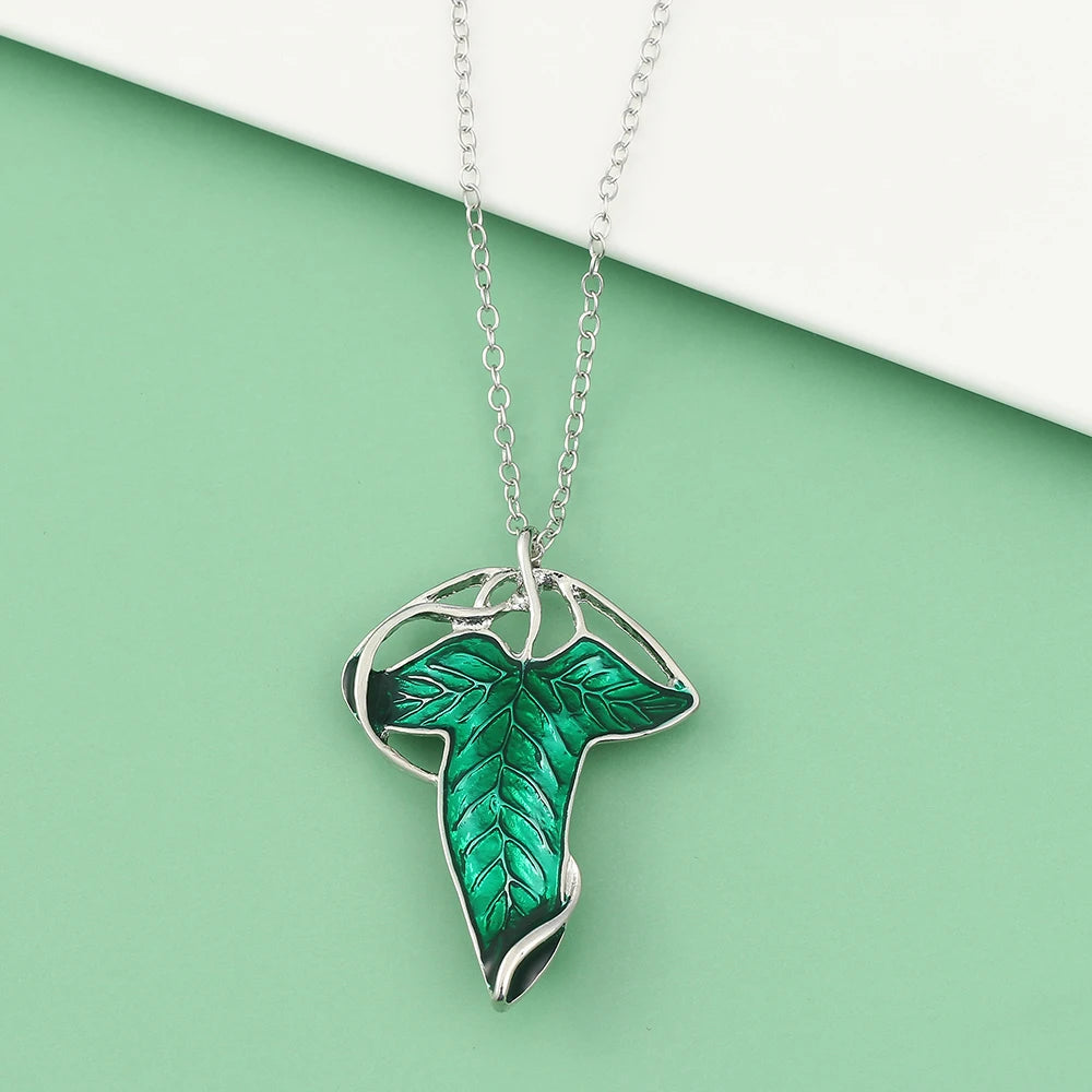 Arwen Evenstar Green Leaf Pendant Necklace for Women